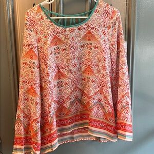 Altar'd State Womens Long Sleeve Cut Out Back Aztec Top Medium
